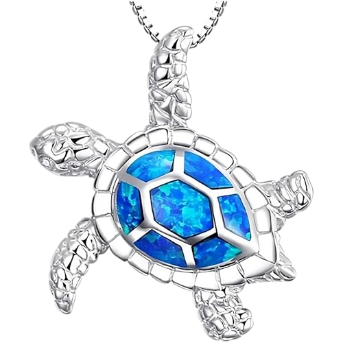 aninu Schildkröten-Halskette 925 Silber – Meeresschildkröten-Patenschaft mit Tracking-App, Silberkette Damen Turtle Anhänger, Sterling Silber Schmuck Geburtstag Muttertag Geschenk