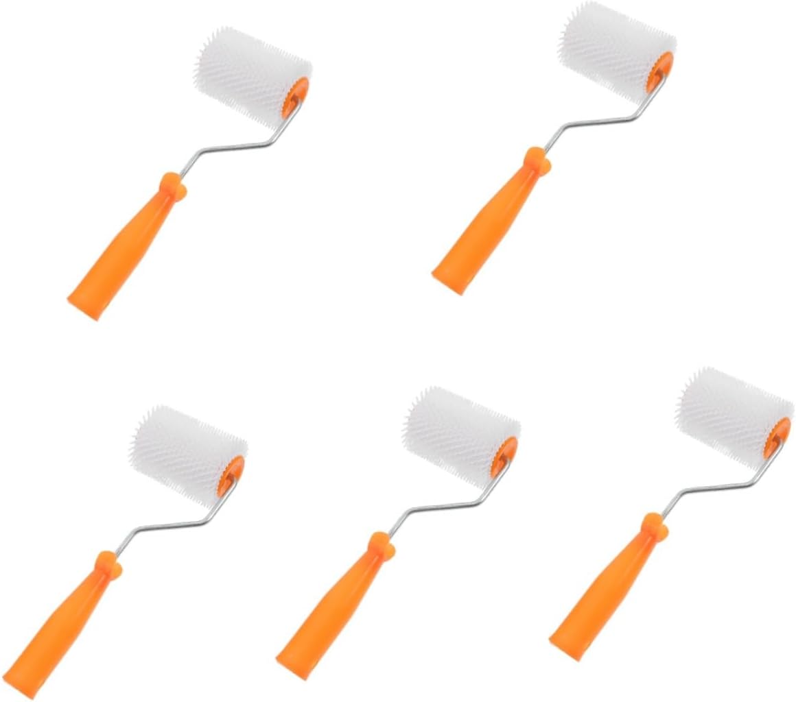 Gadpiparty 5pcs Self Leveling Spiked Screed Floor Roller Paint Brush Tool Spiked Flooring Roller Defoaming Brush