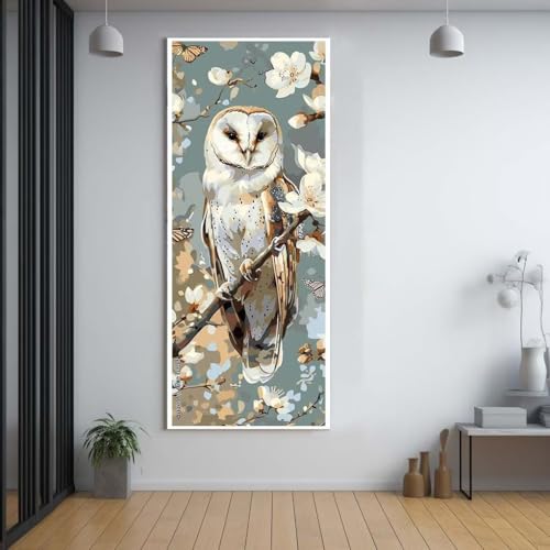 Diamond painting la chouette xxl pour sublimer la décoration murale de votre salon de 50x120cm