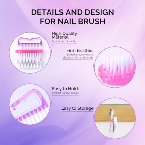 Image of Melodysusie All in One Nail Brush Set, 3 Pack Nail Brushes for Cleaning Fingernails, Nail Dust Brush and Cleaner Scrubbing Set Manicure Pedicure Tools for Men and Women