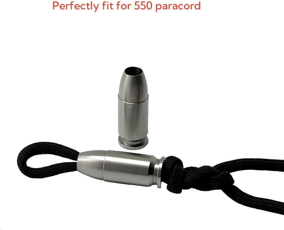 Bullet Shape Titanium Paracord Beads Knife Lanyard Beads EDC Zipper Pull 550 Parachute Cord Jewelry Bead Pendant Flashlight Knuckles Bracelet Necklace (Titanium) - Image 5