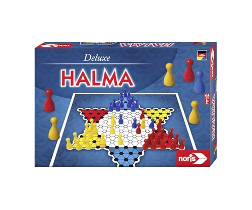 noris 606101266 - Deluxe Halma mit Holzpöppeln, Spieleklassiker