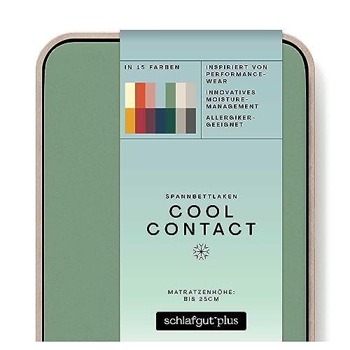 schlafgut Cool Contact Microfaser Spannbettlaken bis 200x200cm, Green Mid kühlend kalt