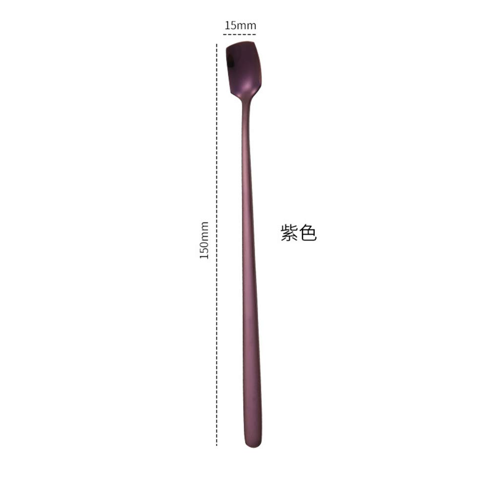 BaronHong 7pcs en Acier Inoxydable à Long Manche tête carrée en remuant la cuillère à thé de café (Couleur, 15cm)