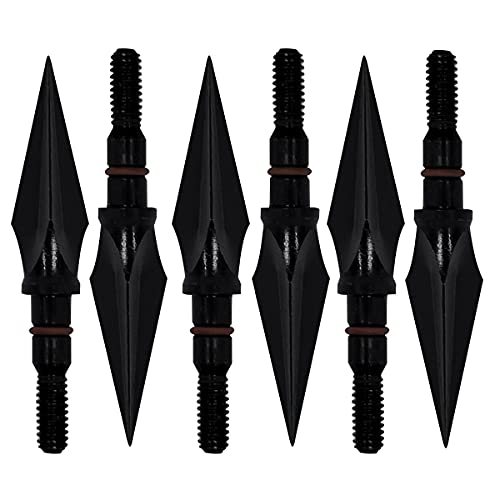Broadheads Hardening Traditional Hunting Arrow Head 100/125/150 Grain Archery Screw-in Broad Heads,Pack of 6 (Black-1, 100grain-A) - Used condition - US$11.82