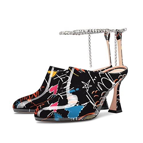 Castamere Women High Heel Round Toe Ankle Strap Pumps Rhinestone Crystal Wedding Party 3.3 Inches Heels4