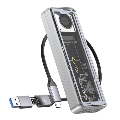 ORICO Adapter Obudowy M.2 NVMe SSD 40 Gbps, Wbudowany Wentylator M.2, Zewnętrzna Obudowa do M-Key SSD 2230/2242/2260/2280, Obsługuje do 8 TB, Kompatybilny z Thunderbolt 3/4 USB 3.2/3.1/3.0-AAGM2