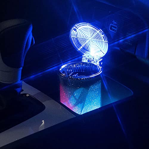 Tacdas Cendrier de voiture portable avec éclairage LED, cendrier avec lumière LED colorée pour bureau, maison, voiture – vue 3