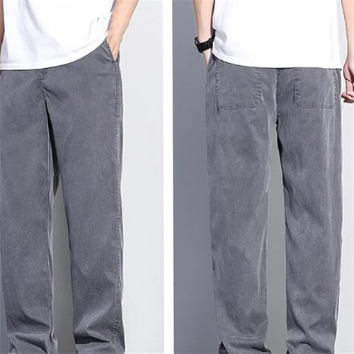 Men's Spring Fall Jeans – Thin Soft Loose Wide-Leg Straight Denim Pants, Elastic Waist Casual Plus Size2