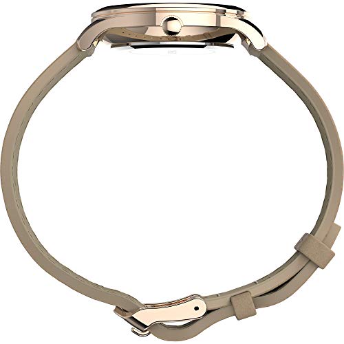 Timex Women's Elegant Rose Gold Easy Reader 32mm Watch with White Dial and Beige Leather Strap - Image 2