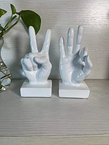 Escultura decorativa de mano creativa en resina blanca miniatura 4