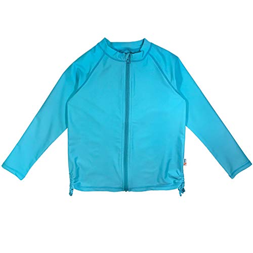 SwimZip Girls UPF 50+ Long Sleeve Zip Rash Guard Swim Shirt Top