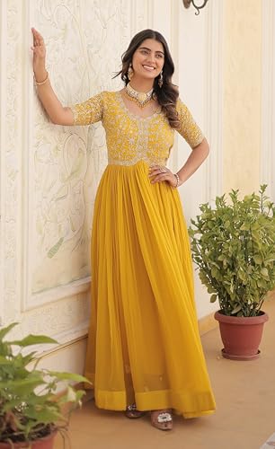 Image of Fashion Basket Georgette Embroidered Anarkali Gown for Women