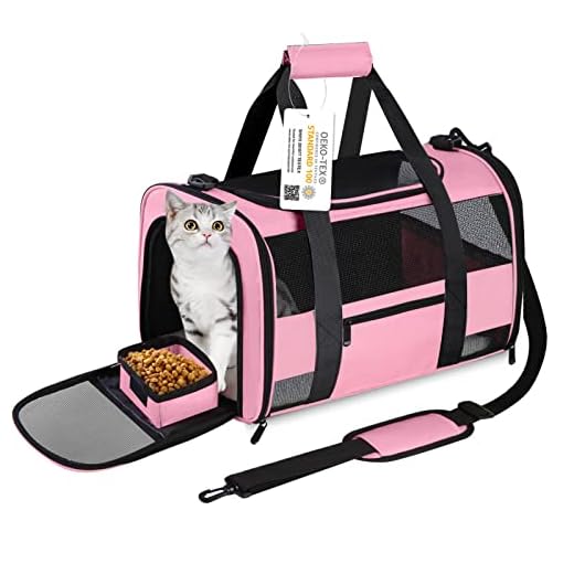 CUSSIOU Cat Carrier Pet Carrier Airline Approved for Small Dogs Medium Cats Puppies 15 Lbs Dog Carrier with Reflective Strip, Collapsible Soft Sided Dog Travel Carriers - Pink