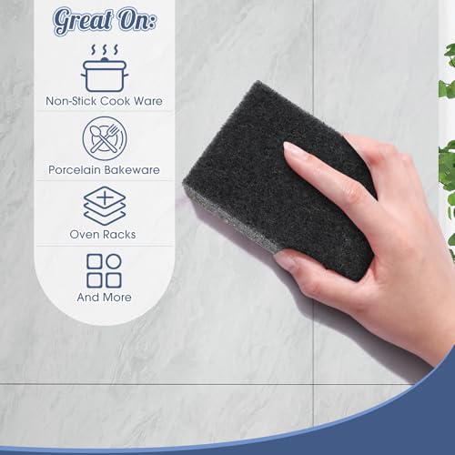 Image of Tioncy 24 Pcs Black Kitchen Sponge Non-Scratch Scrub Washing Dishes Sponge Bulk Multi Use Dual Sided Scrub for Kitchen Bathroom, Household Cleaning