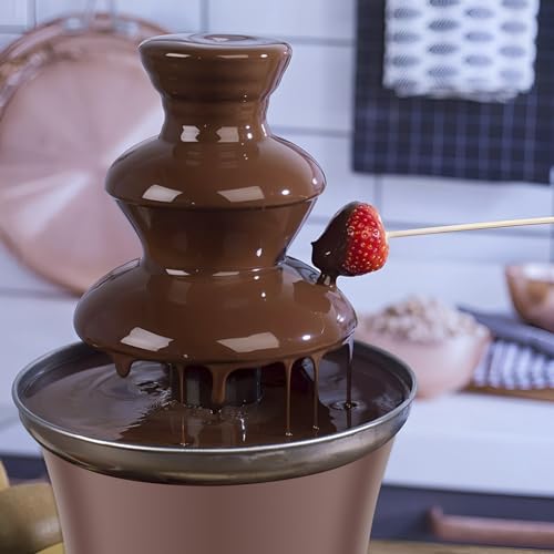 DNAMYJME Electric Chocolate Fountain Machine 3 Layer Cheese Fountain Machine Hold 10oz Chocolate Fondue Fountain Stainless Steel Melting Machine Auto Off for Parties Household Candy Liqueur DNAMYJME Electric Chocolate Fountain Machine 3 Layer Cheese Fountain Machine Hold 10oz Chocolate Fondue Fountain Stainless Steel Melting Machine Auto Off for Parties Household Candy Liqueur