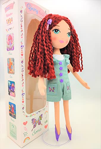DRIMYDOLLS - Muñeca de Trapo Niñas, Pelirroja, Muñeca para niñas, Blandita, Suave, Diseño Exclusivo, Hecha a Mano, 37 CM, Ojos Arcoiris, Pestañas Increíbles, Colección Modelo SIRMA Cover