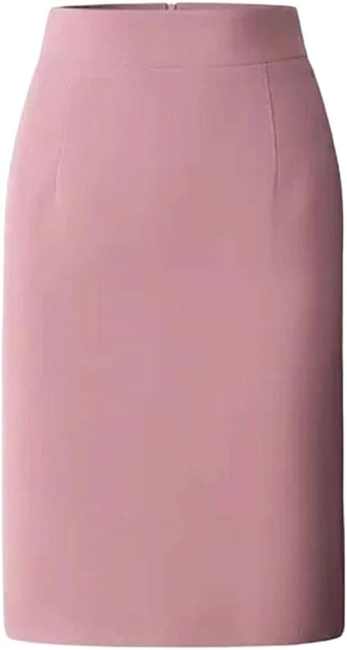 Women High Waist Midi Skirt with Slit Khaki Solid Elegant Office Work Skirts Casual Luxury Summer Business