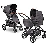 Ob vorwärts- oder rückwärtsgerichtet - das entscheiden die Eltern / Die schwenkbaren Vorderräder und die Federung sorgen auch bei den größten Abenteuern für eine laufruhige, sanfte Fahrt