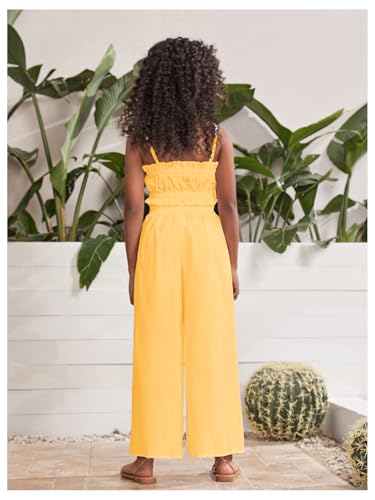Image of Floerns Girl's 2 Piece Set Ruffle Trim Cami Tops with Paperbag Waist Wide Leg Pants