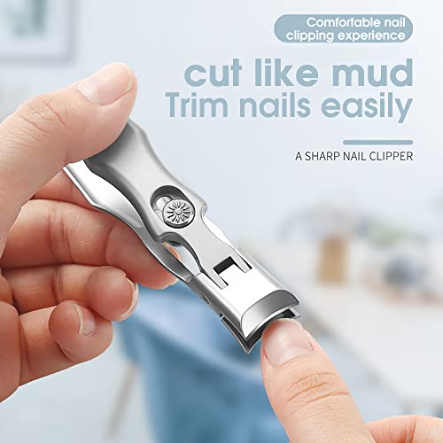 Image of MAYCREATE Nail Clippers For Men Stainless Steel Nail Cutter with Leather Cover Toenail Clippers for Thick Nails, Professional Nail Cutter