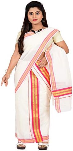 JISB Women's Cotton Kasavu Mundu Set Saree