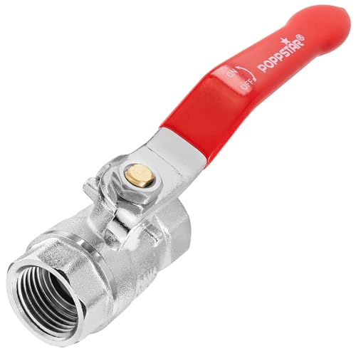 Poppstar Kugelhahn 1/2 Zoll (IG/IG 18 64mm DN15) voller Durchgang Hebelgriff Messing