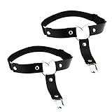 HRLORKC 2Pcs Black Leg Garter Belt Punk Rivet Leather Garter Belt Heart Thigh Garter with Elastice Adjustable (A)