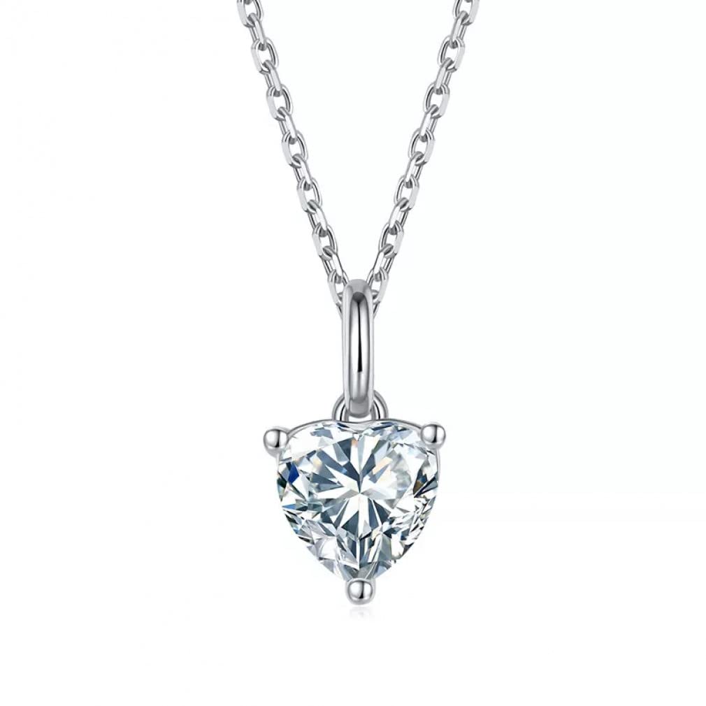 Collier cœur moissanite 1 carat en argent 925 pour mariage