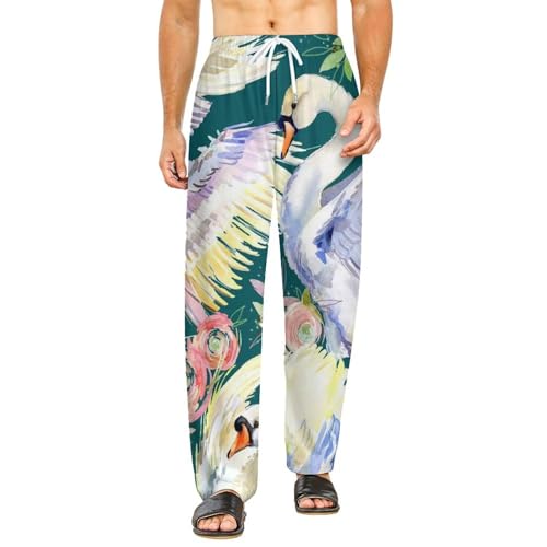Bas de pyjama femme Cygne Blanc, pantalon de nuit long avec poches en taille S