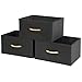 StorageManiac Pack of 3 Foldable Natural Polyester Canvas Storage Box, Convenient Storage Box with Lid, Medium