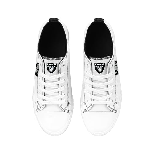 Image of FOCO NFL Womens NFL Ladies Fashion Team Big Logo Low Top White Canvas Sneakers Shoes