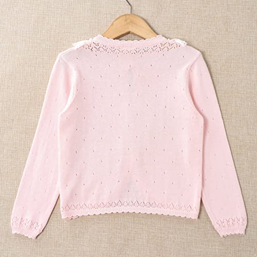 Hularka Kida Girls Lace Bolero Shrugs Long Sleeve Knit Cardigan Tops Wedding Flower Girls Dress Cover Up4