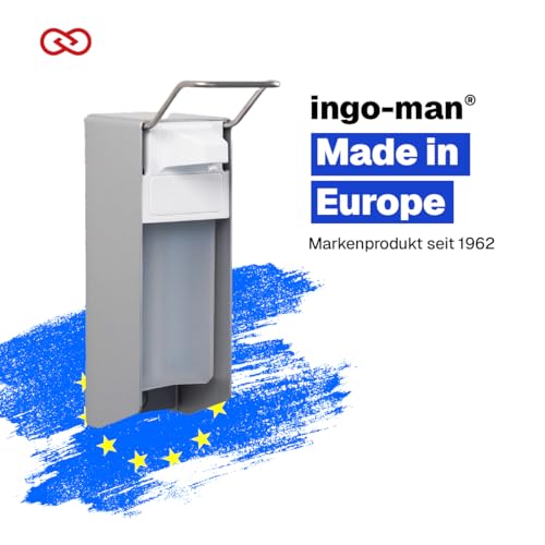Ophardt Original Eurospender ingo-man® Classic mit Bedienhebel, 500 ml, Seifenspender und Desinfektionsmittelspender für Wandbefestigung aus Aluminium inklusive PET-Leerflasche, Made in Europe