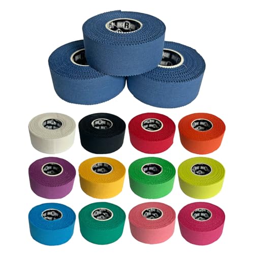 Image of Ringside 1 inch Athletic Trainers Tape, Cotton Kinesiology Tape for Combat Sports, Adhesive, 30 Foot Rolls, Blue, 3 Pack