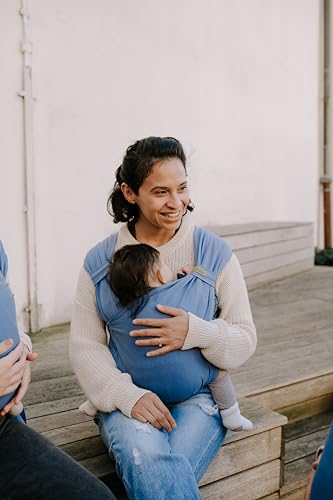 Image of Boba Pre-Wrapped Baby Wrap Carrier with Buckle, Easy Adjust Soft Infant Baby Carrier Hybrid for Boy or Girls, Baby Sling for Newborn up to 35 lbs (Vintage Navy Blue)