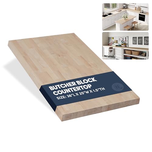 36''x25''x1.5'' unfinished birch butcher block countertop