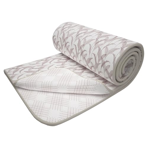 Image of Story@Home AC Quilted Queen Size Bed Cotton 100%| 150GSM 144x220CM Quilt AC Blanket for Summer | AC Comforter Single Bed | Magenta & White, Dashed line & Leaf Reversible Design| All-Season Blanket