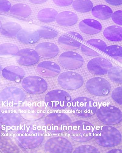 Image of WELAKEN Girls Sequin Raincoat Waterproof Reusable Hooded Outwear Rain Jacket with Lining