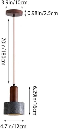 KAJYLFAST Single Heads Natural Stone Lamp Body Pendant Light with E26/E27 Wood Base Pendant Lamp 6.2 In Kitchen Island Decorative Hanging Light(Style 1) [3]