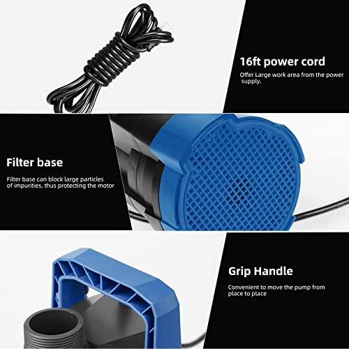 1Hp 3430 Gph Water Pump, Submersible Portable Utility Clean Water Pump For Basement Flooding, Draining , Swimming Pool #TOP3