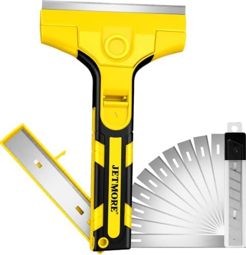 JETMORE Razor Blade Scraper Tool with 15 Blades, Paint Scraper (Yellow)