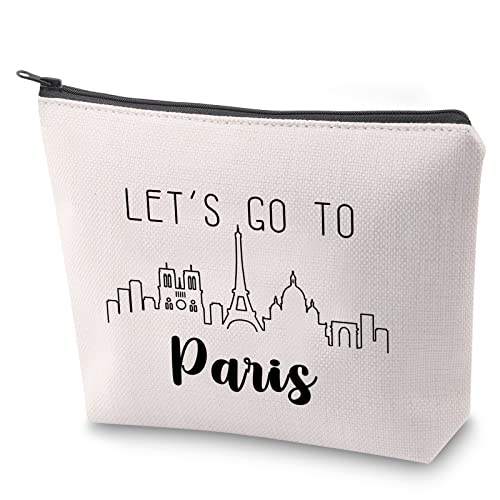 Trousse de voyage Paris France Voyage Voyage en France Souvenir Let's Go to Paris Lover Trousse de maquillage avec fermeture éclair France Souvenir Vacances à Paris...