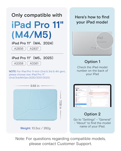 Image of MOFT Dynamic Folio Case for iPad Pro 11 Inch 2024 5th Gen(M4), Silm Magnetic Stand Case with 20+ Viewing Angles, Auto Wake /Sleep, Ultra Thin, Soothing Mist x Misty Cove