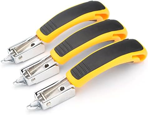 GEARLINTON Staple Remover Heavy Duty Staple Puller, Upholstery Tool Industrial Staple Remover for Furniture, Floor, Carpet, Carton (3 Pack, Yellow)