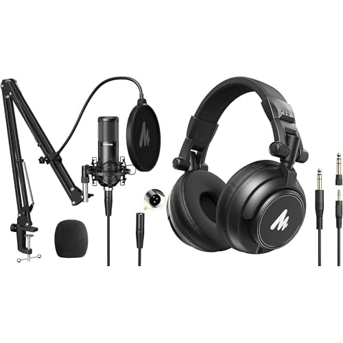 MAONO MH601 Professional Studio Monitor Headphones Podcast Microphone PM320S