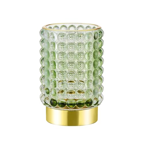 LEICURACE Makeup Brush Holder Organizer,Toothbrush Holders,Desk Pen Pencil Holder,Multifunctional Vintage Glass Brush Cup(A38-2-US/Green/L)