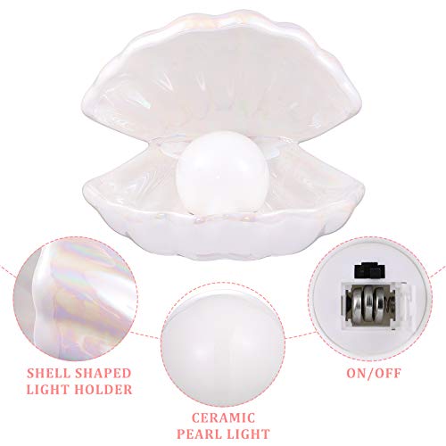 Besportble Shell Lamp Shell Pearl Design Night Light Ceramics Desktop Ornament Bedside Decorative Lamp Decor Lamp For Home Bedroom (White) #TOP2