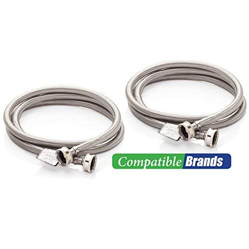 Washing Machine Hoses Burst Proof 6 Ft Stainless Steel Braided - 2 Pack