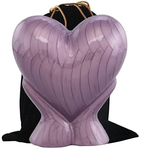 Aestheticurns Forever Heart Cremation Urn - Adult Cremation Urn - Funeral Urn for Ashes - Metal Cremation Urn for Adults with Velvet Bag (Purple)